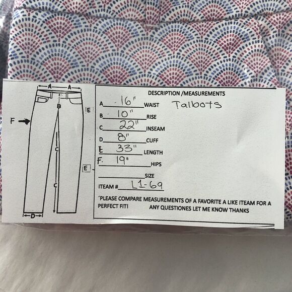 Talbots Chino Pants Womens  10 Navy Pink  Cotton Spandex Cropped - Picture 3 of 12